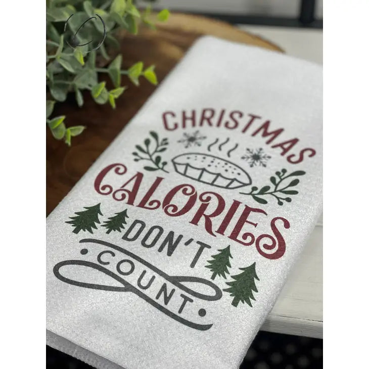 PREORDER: Christmas Calories Don't Count Waffle Weave Tea Towel