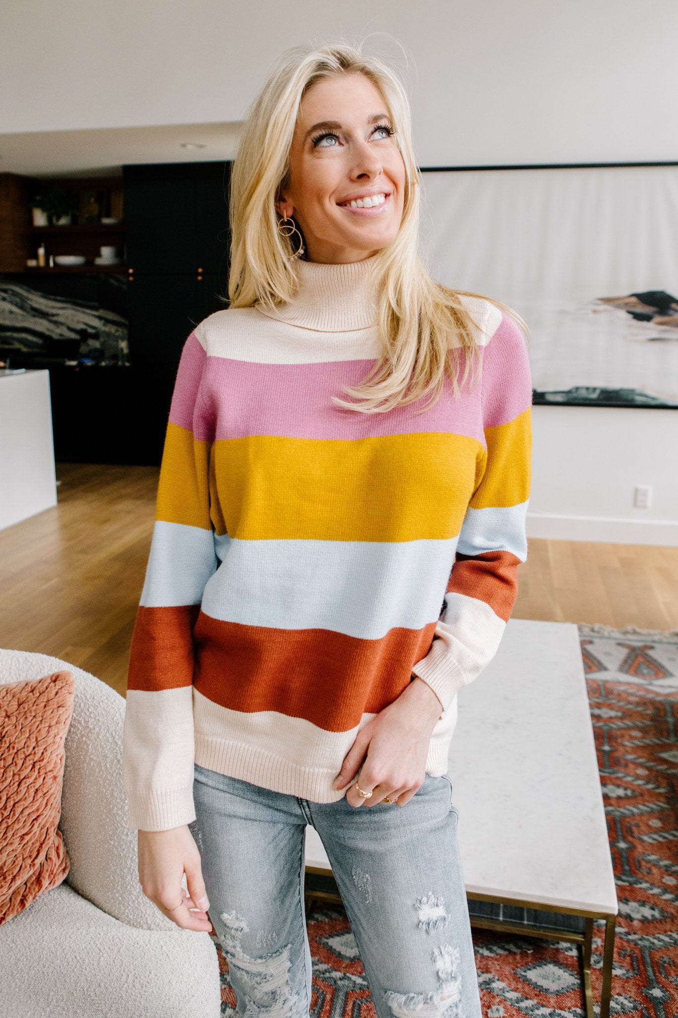 Stripes And A Turtle Neck Sweater