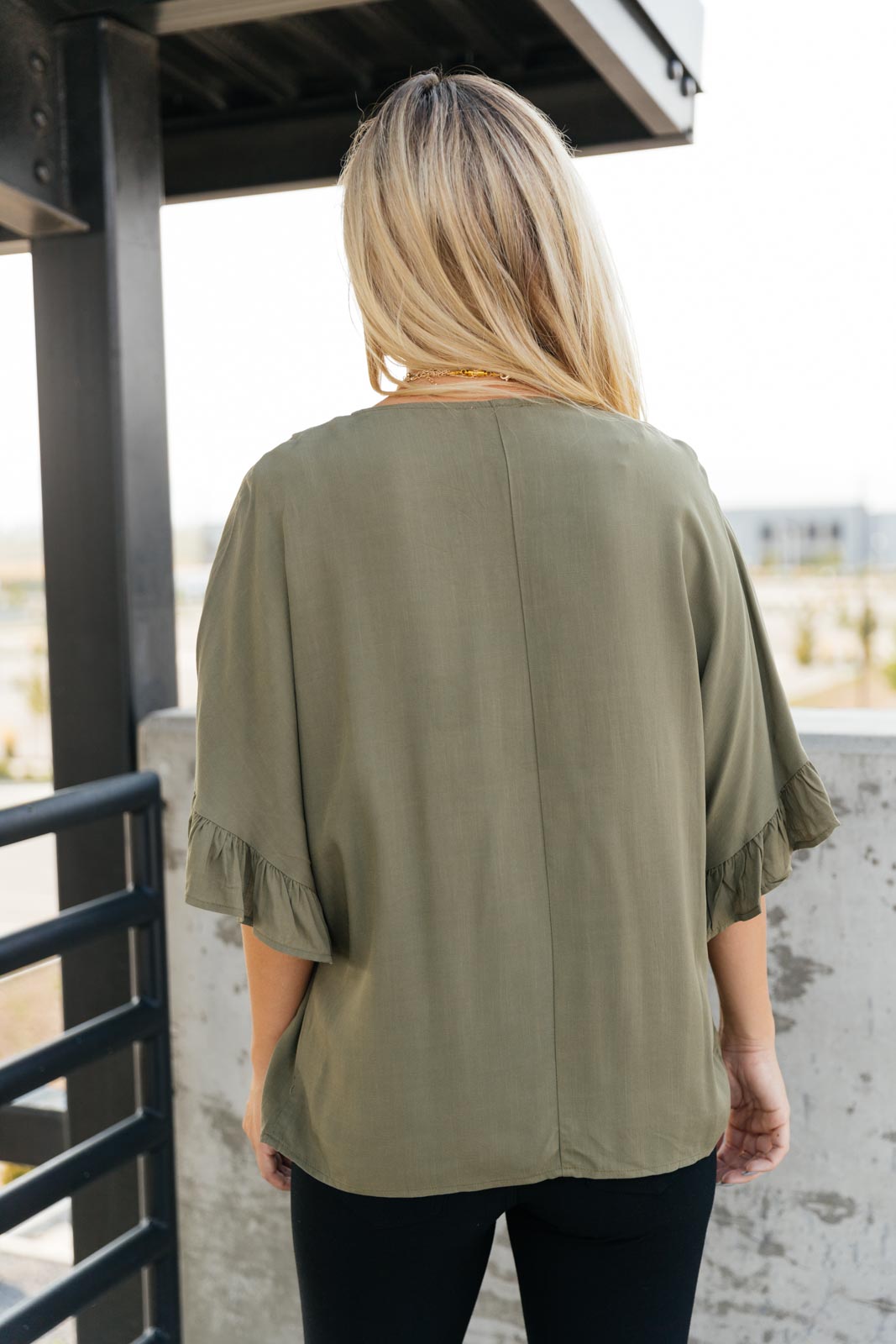 Florence V Neck Statement Top in Olive