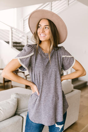 Laced Up & Sophisticated Blouse in Gray