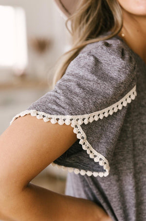 Laced Up & Sophisticated Blouse in Gray