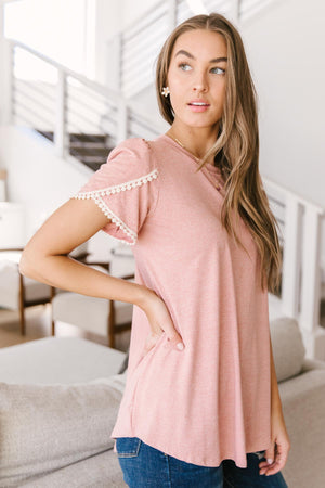 Laced Up & Sophisticated Blouse in Blush