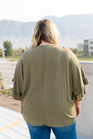 Florence V Neck Statement Top in Olive