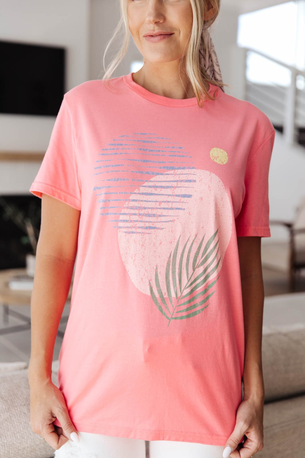 Abstract Graphic Tee in Pink