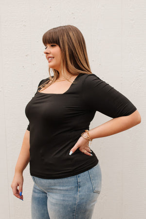 Alyssa Square Neck Tee in Black