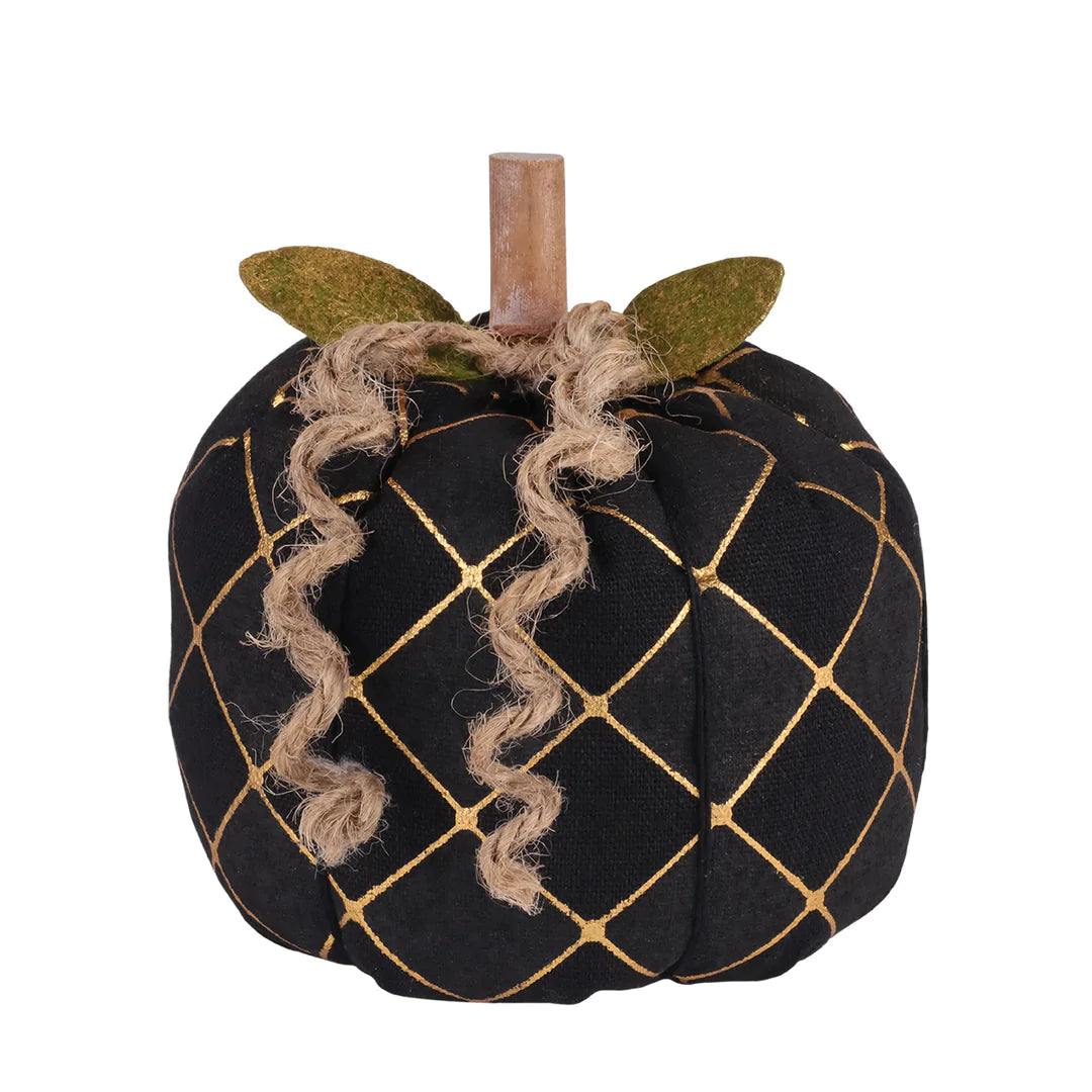 PREORDER: Medium Fabric Pumpkin in Black and Gold