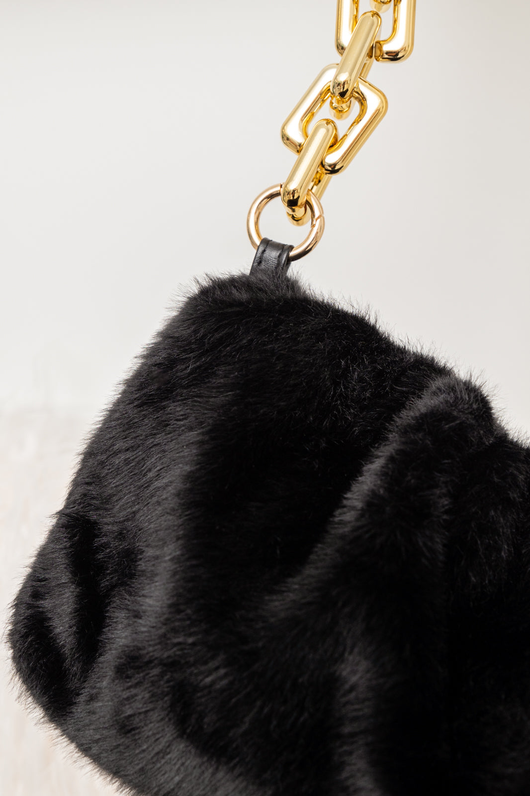 Classy And Carefree Faux Fur Bag In Black