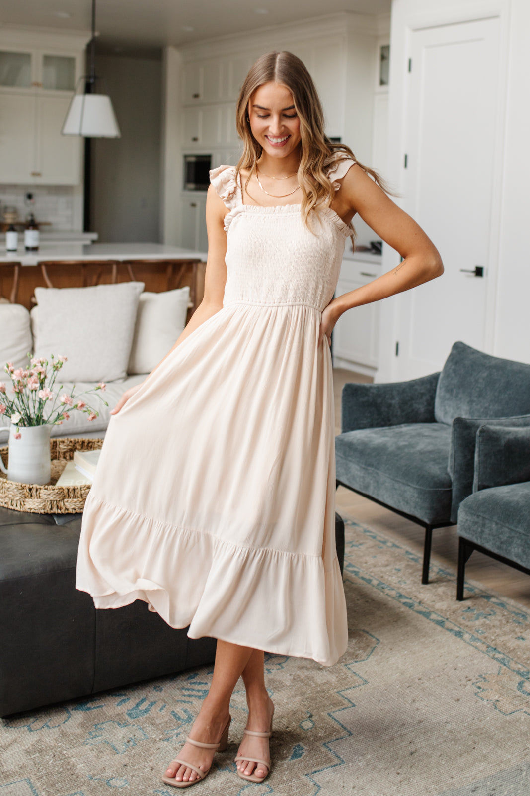 Clear View Dress in Oatmeal
