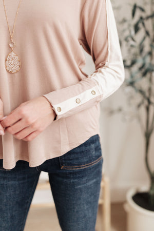 Coffee Date V Neck Top In Taupe