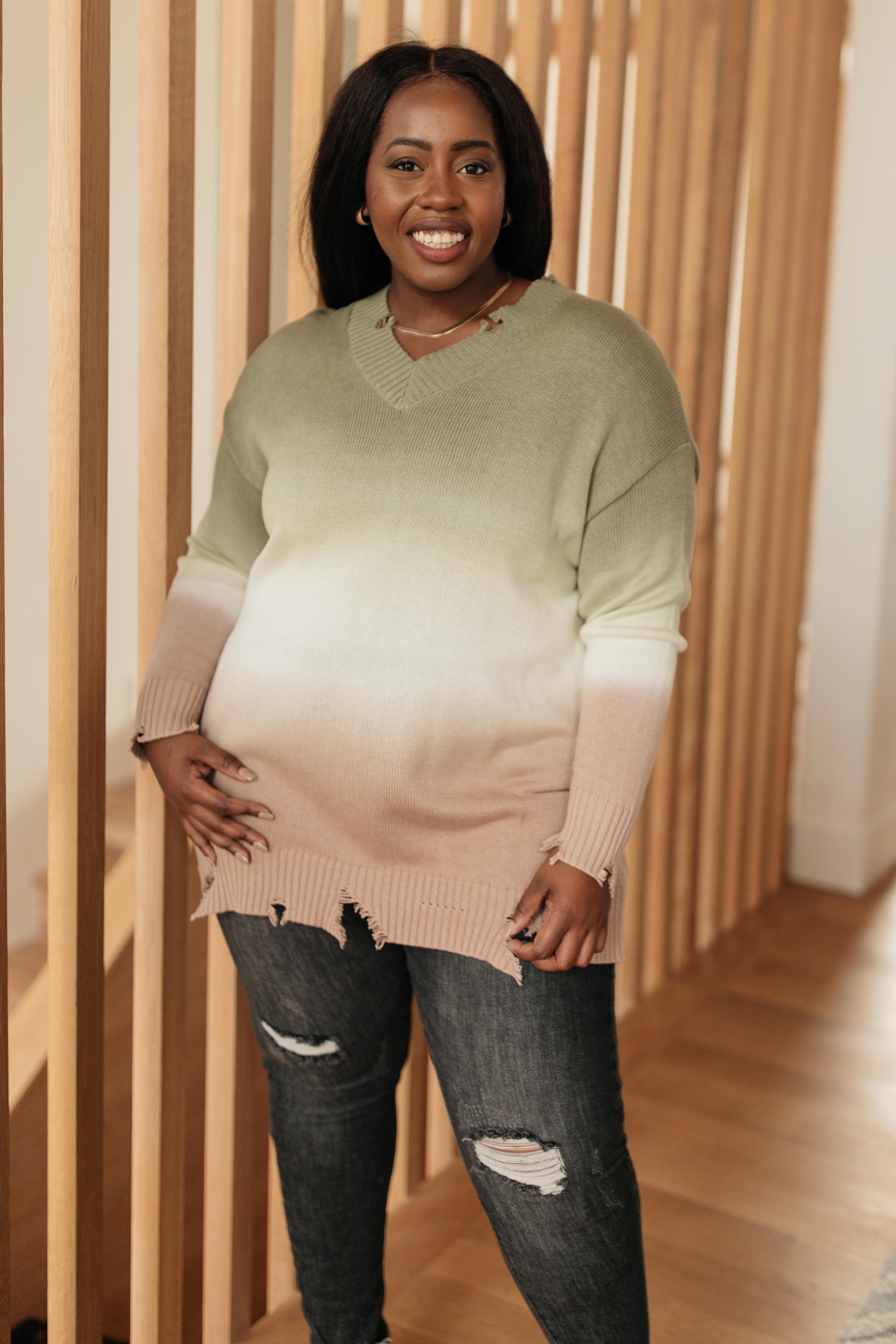 Color Melt Sweater in Olive