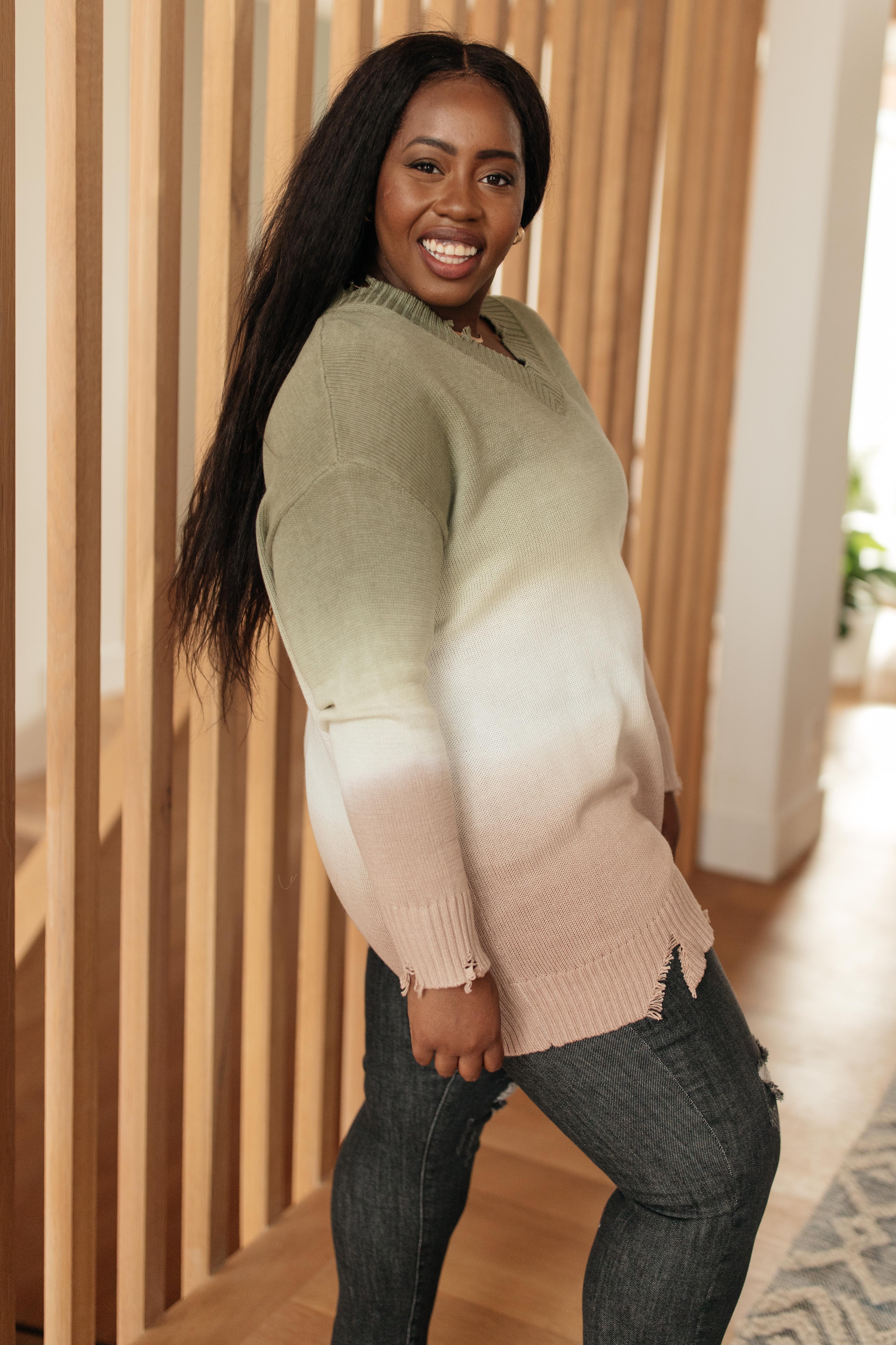 Color Melt Sweater in Olive