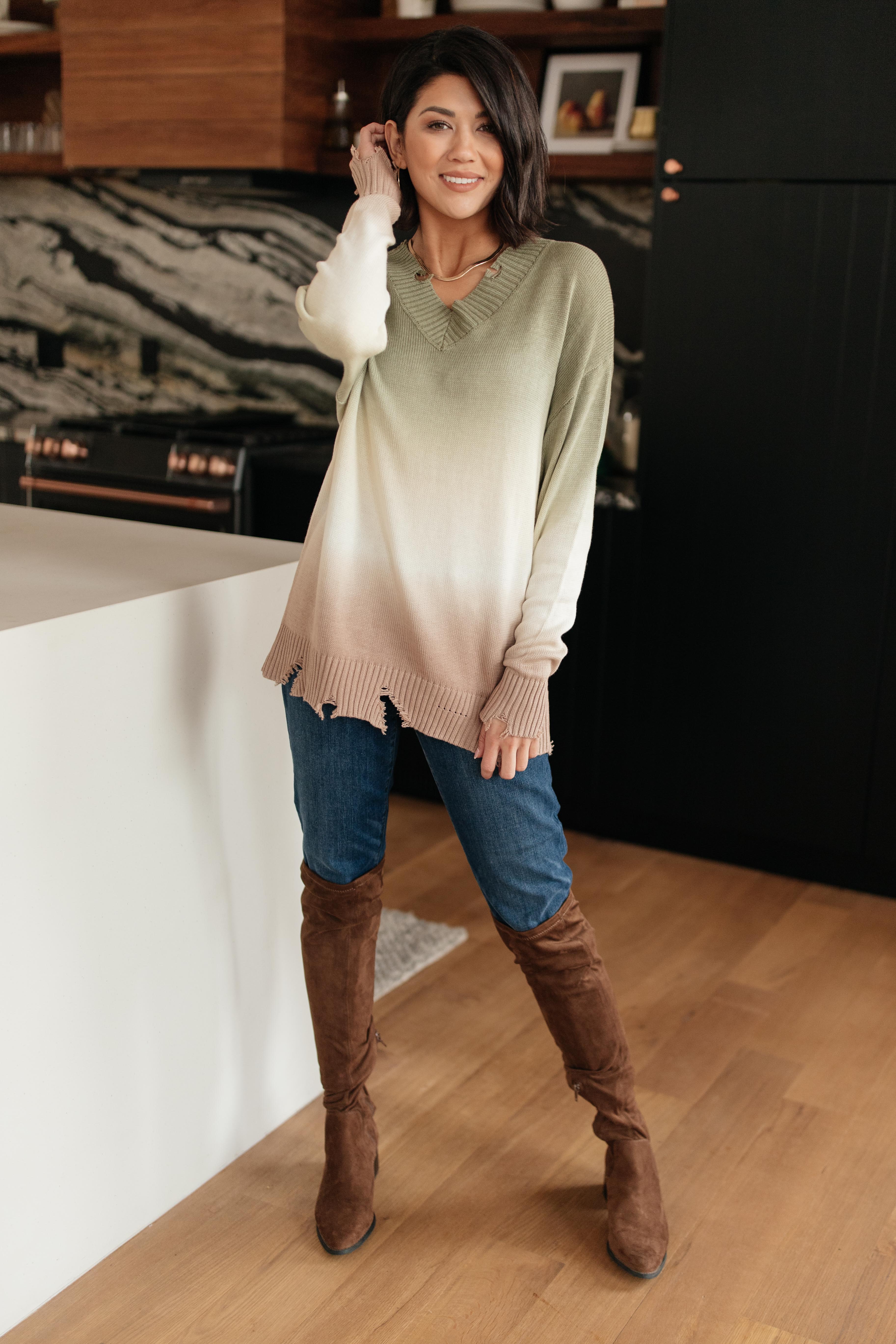 Color Melt Sweater in Olive