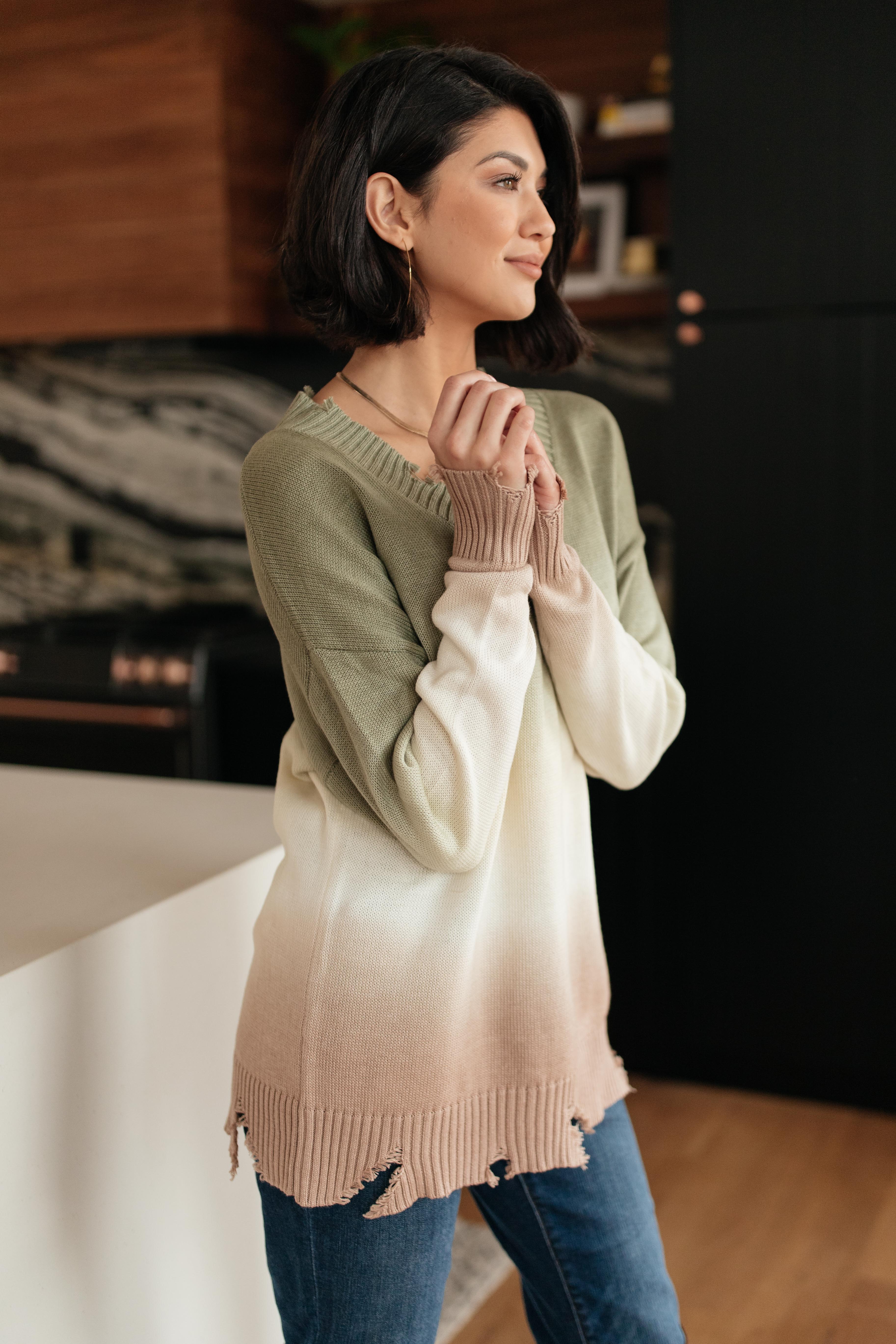 Color Melt Sweater in Olive