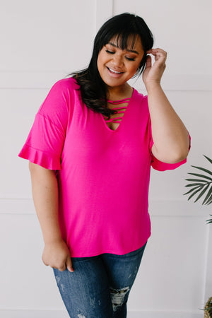 Crossing Wires Top in Fuchsia