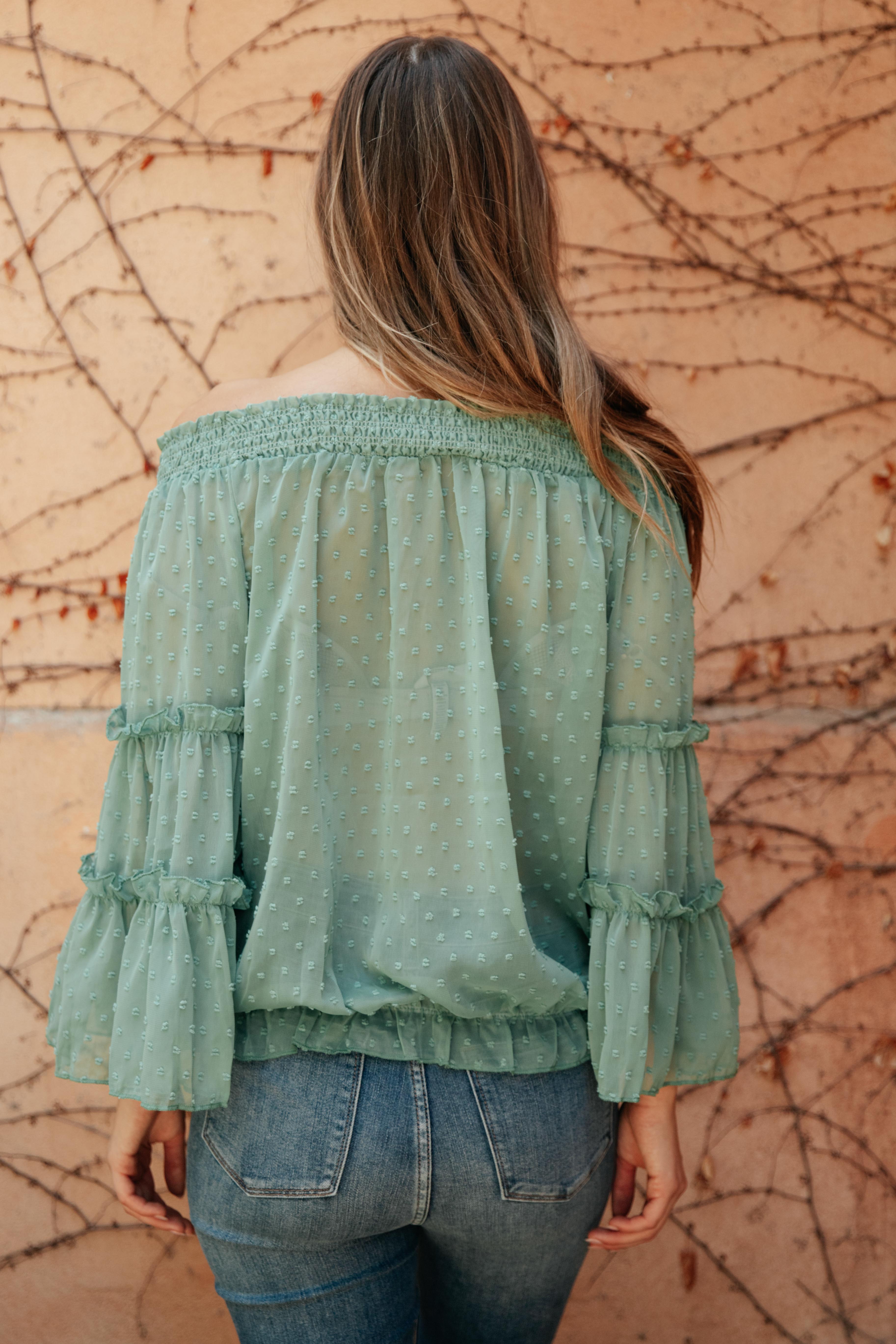Dreaming Of Swiss Dots Top in Sage