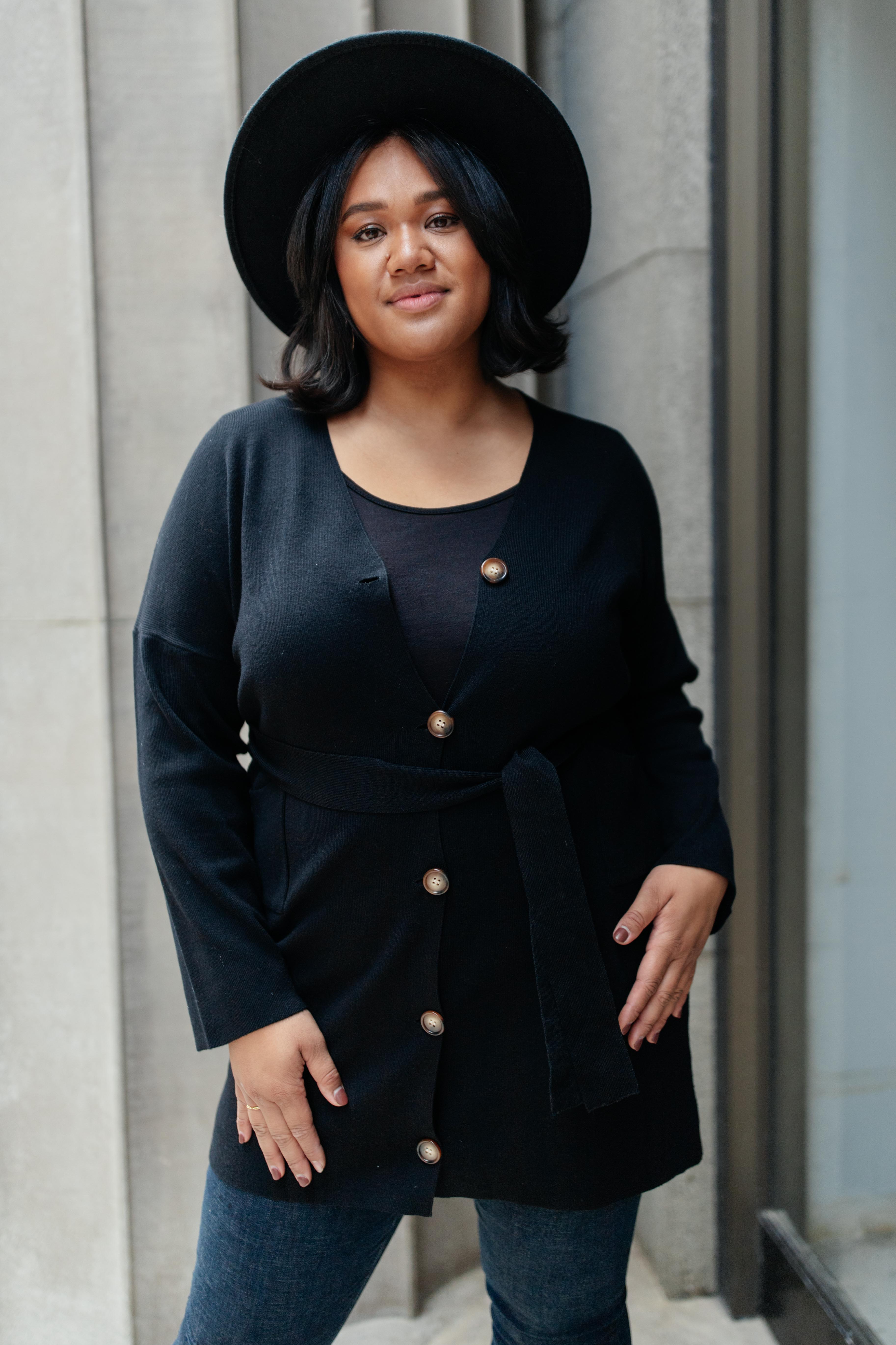 Editor Soft Trench Cardi in Black