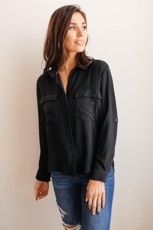 DOORBUSTER Every Girl's Go To Black Button Down