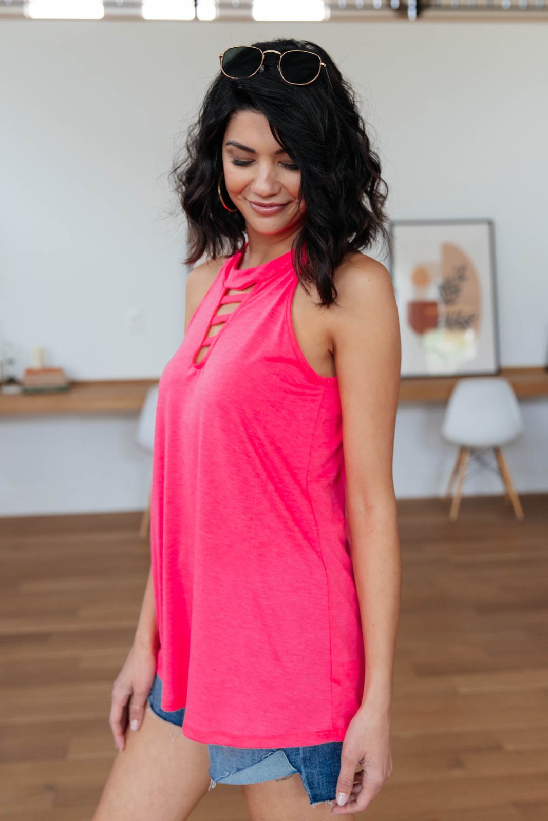 Hint of Ladder Tank in Neon Pink