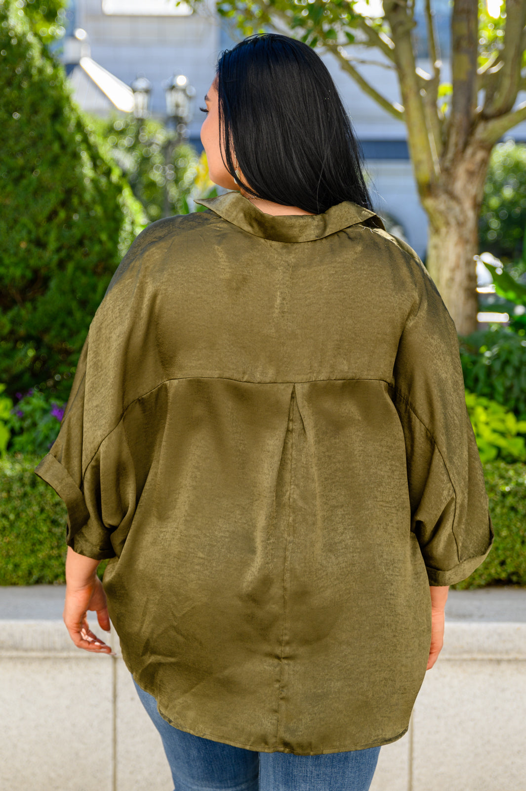 In Your Thoughts Oversized Dolman Sleeve Top In Olive
