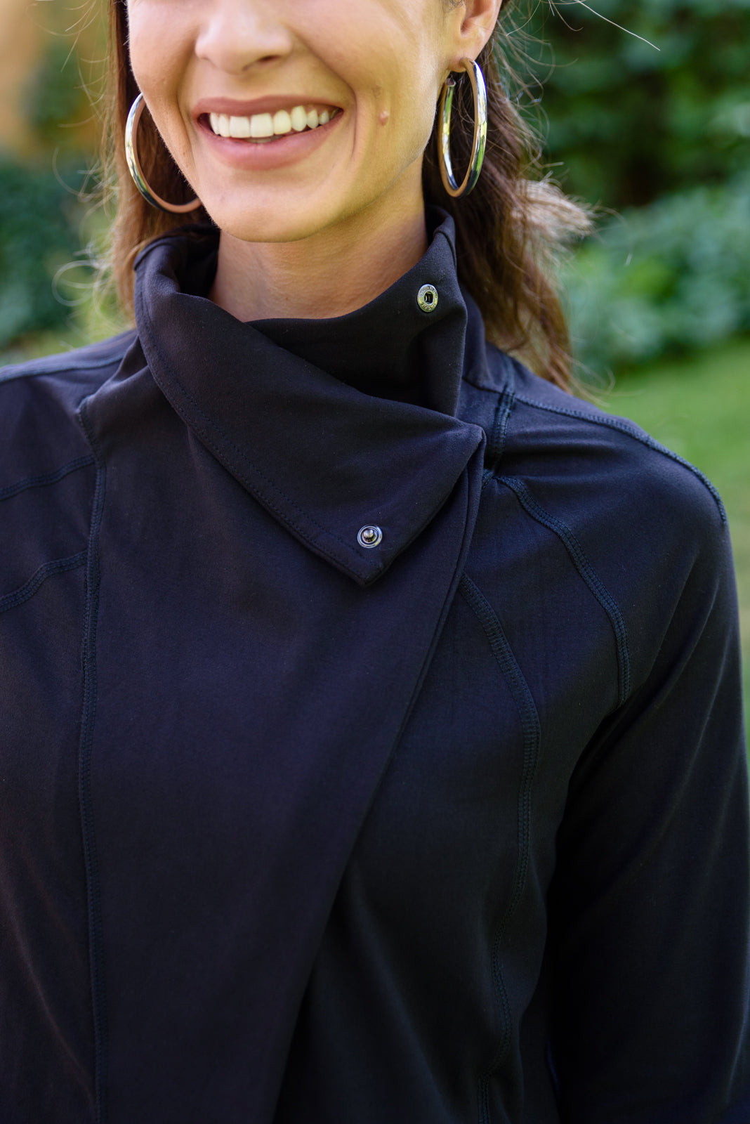 Janie Asymmetric Cowl Neck Jacket In Black