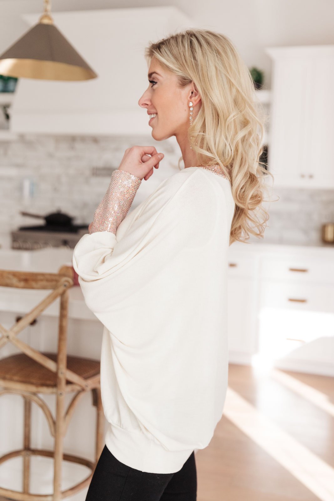 Just Enough Glam Sweater In Ivory