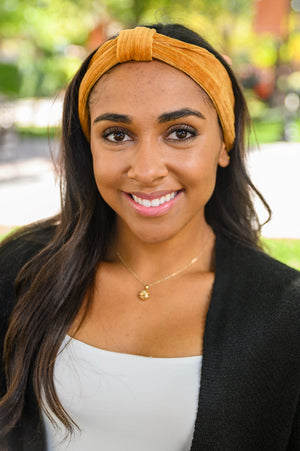 Perfect Plush Corduroy Headband In Pumpkin