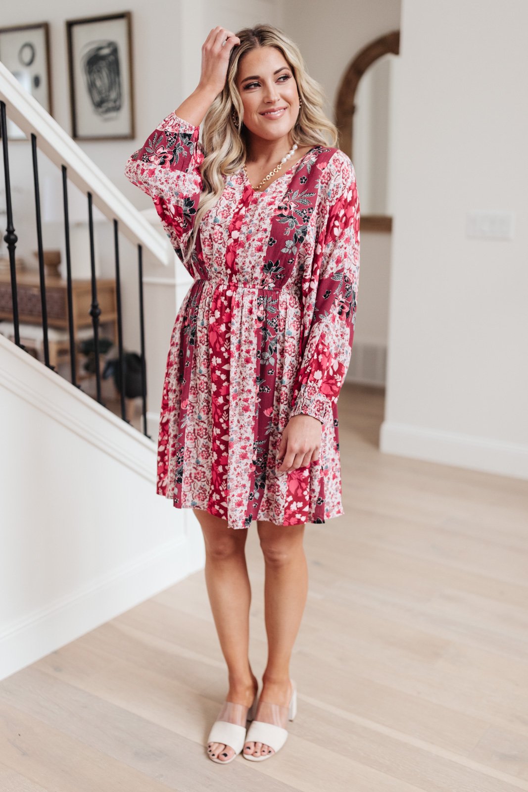 Perfectly Paired Print Dress in Magenta