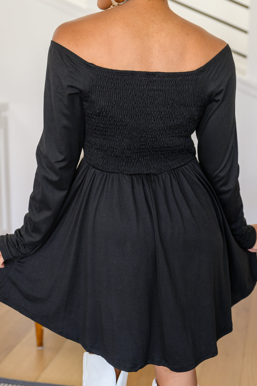 Picture Perfect Long Sleeve Skort Dress In Black
