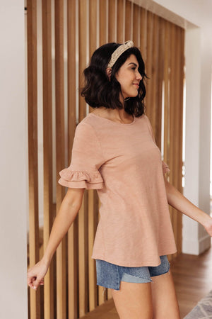 Rosy Ruffled Sleeve Top