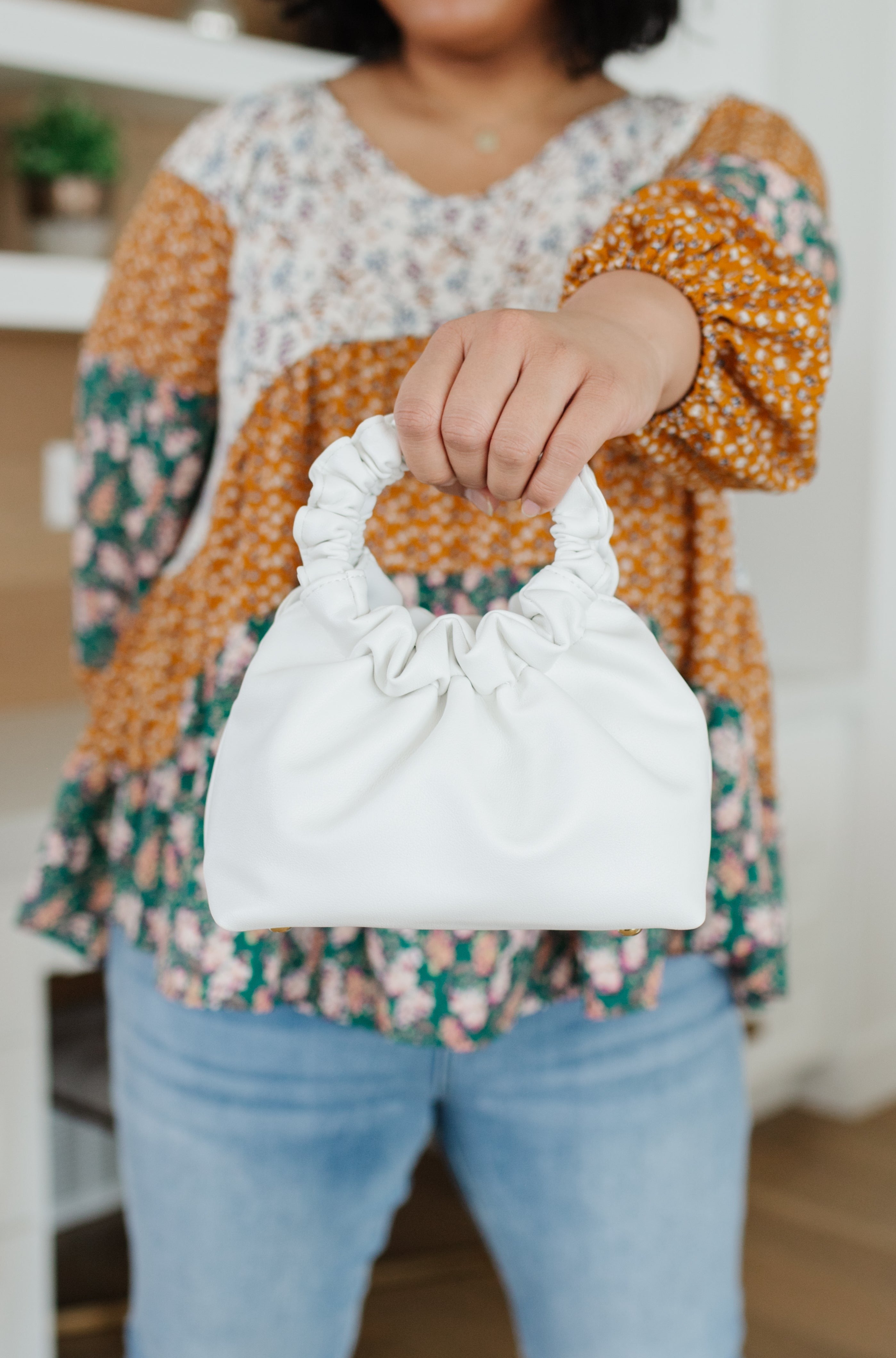 Serena Scrunchie Bag in White