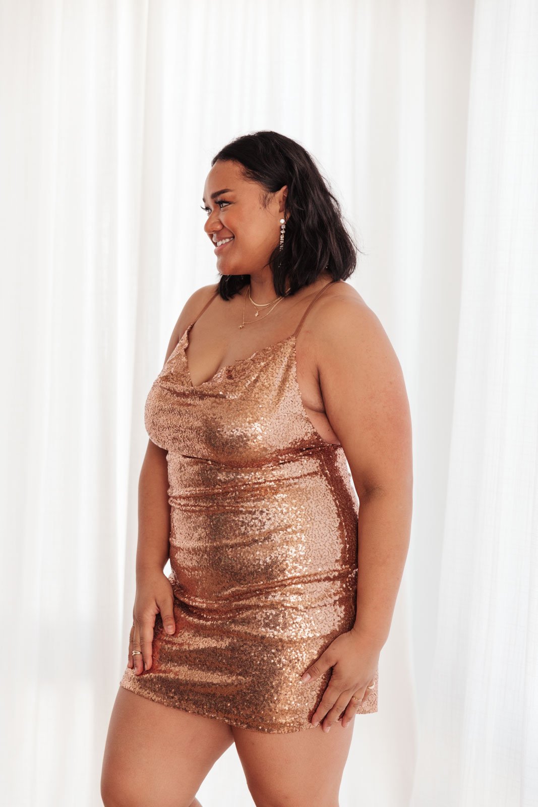 Shining in Sequins Dress in Gold