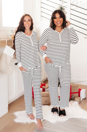 DOORBUSTER Snuggle in Stripes Pajama Bottoms in White/Black