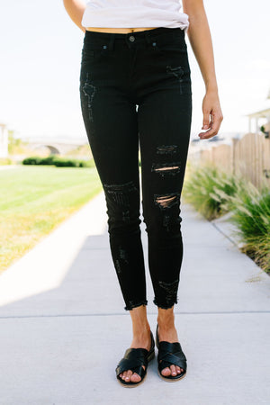 Back To Black Ripped Knee Skinny Jeans