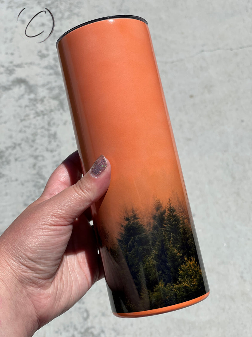 PREORDER: Forest Fog 20oz UV Orange Skinny Tumbler