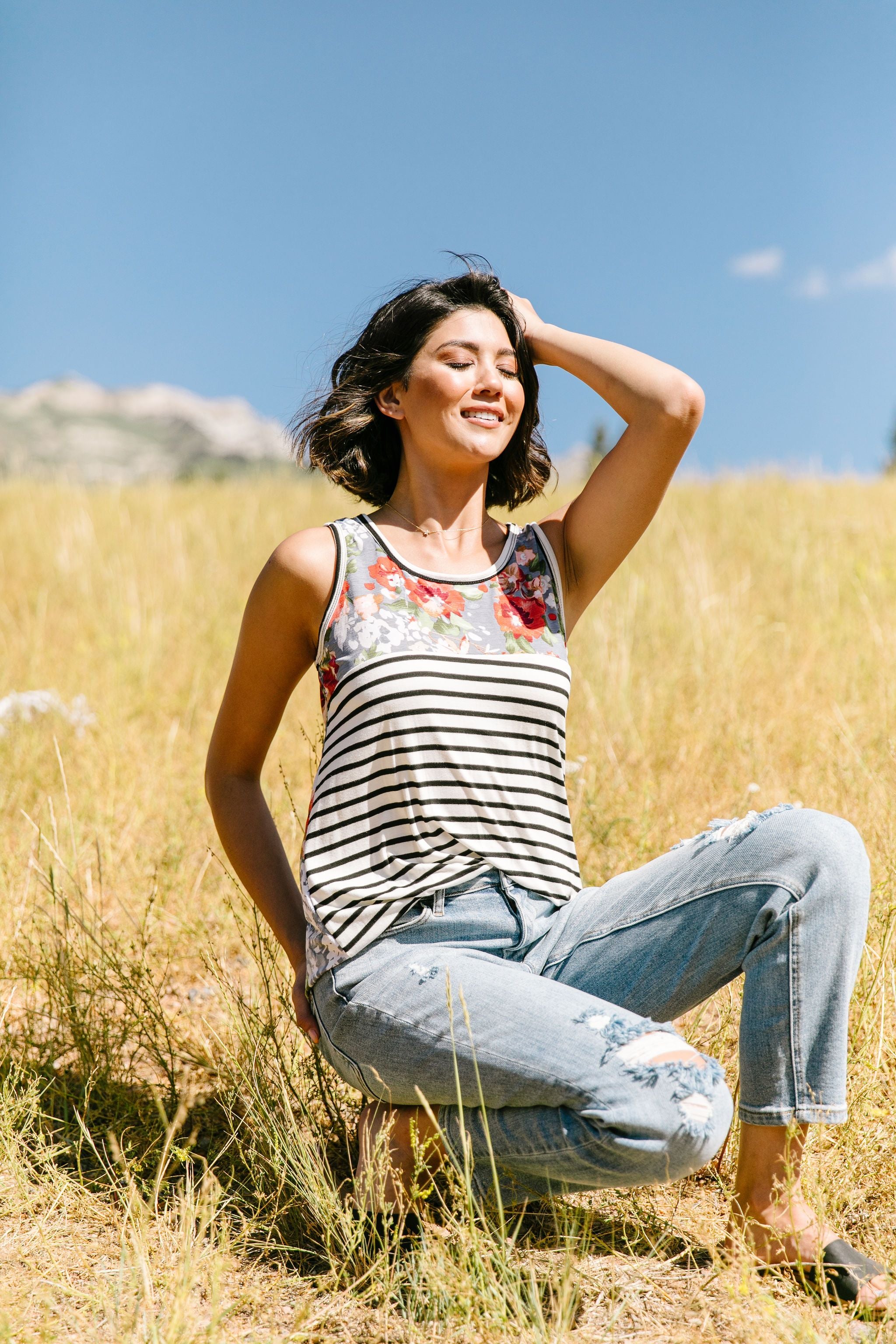 Tank Heavens Floral & Stripes Top