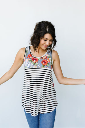 Tank Heavens Floral & Stripes Top