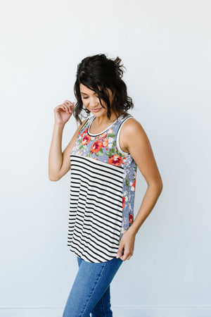 Tank Heavens Floral & Stripes Top